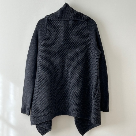 Vince Gray Wool Yak Textured Honeycomb Chunky Knit Open Cardigan - Picture 9 of 16